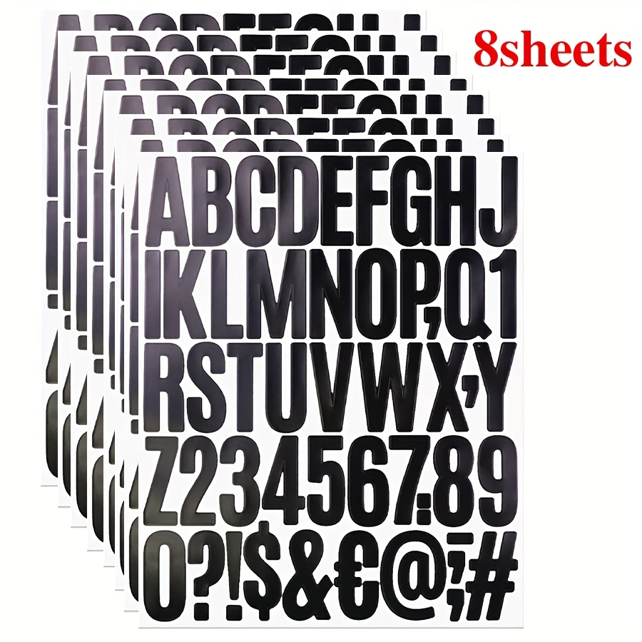 Image of 4/8 Sheets 2-inch Large Vinyl Letter Number Stickers, Suitable For Office, School, And Home, For Bulletin Boards, Classrooms, Mailboxes, Doors And Windows, Home Decoration