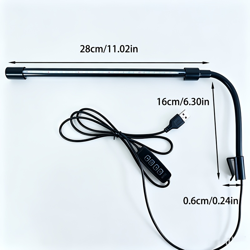 TEMU Led Light Fish Tank Clip- Plant Growth Adjustable Brightness 360° Rotatable Decorative Light, Without Battery