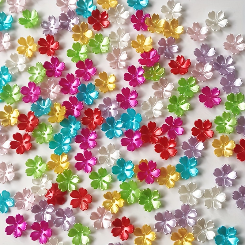 

100pcs 15mm Cherry Petal Simulation Beads Handmade Diy Happiness Flower Clothes Ornament Accessories Petal Beaded Decorations Jewelry Making Supplies