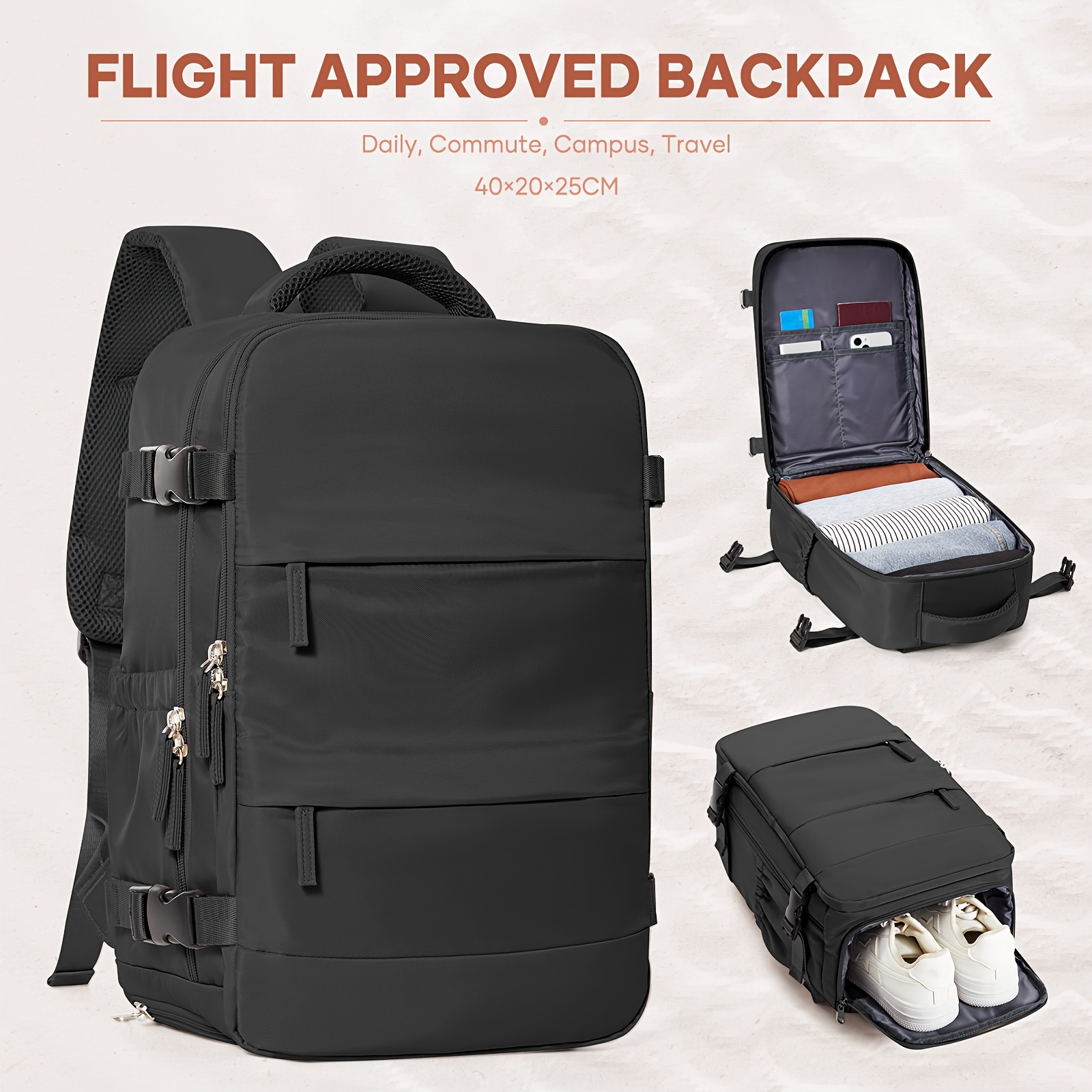 womens tsa approved standard travel backpack 40x20x25cm - Temu