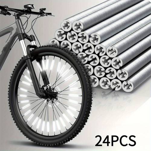 24pcs bicycle wheel reflective strips high visibility abs spoke reflectors designed with durable steel wire suitable for mountain bikes and road bikes high visibility material