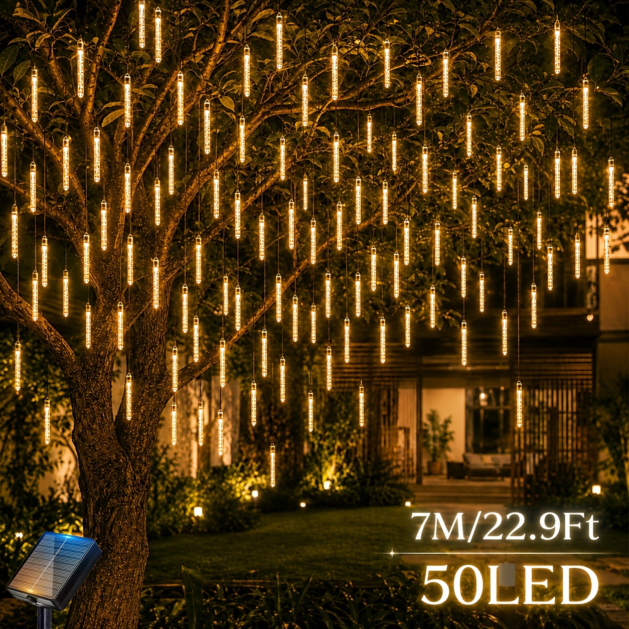TEMU Guirlande Lumineuse Solaire Extérieure à Bâton à Bulles 100/50/20 LED, 8 Modes d'Éclairage, Lumières Solaires de Jardin, Décoration d'Été,