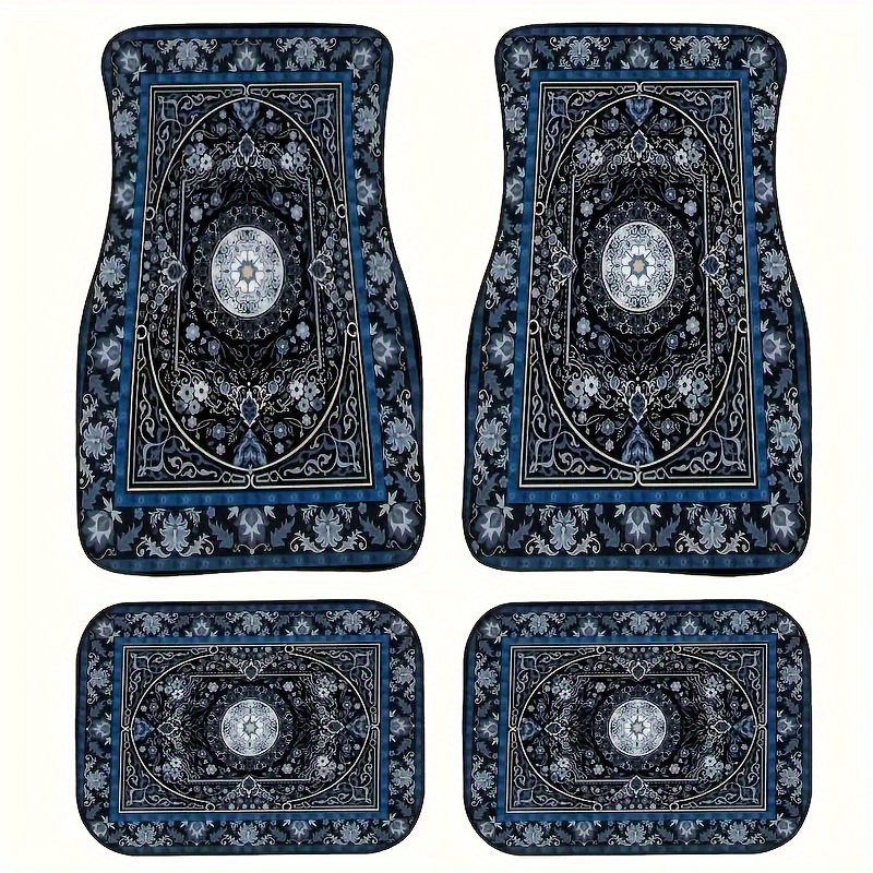 

4pcs Vintage Ethnic Car Floor Mats Set - Front & Rear Seat Protectors For Sedans, Suvs, And