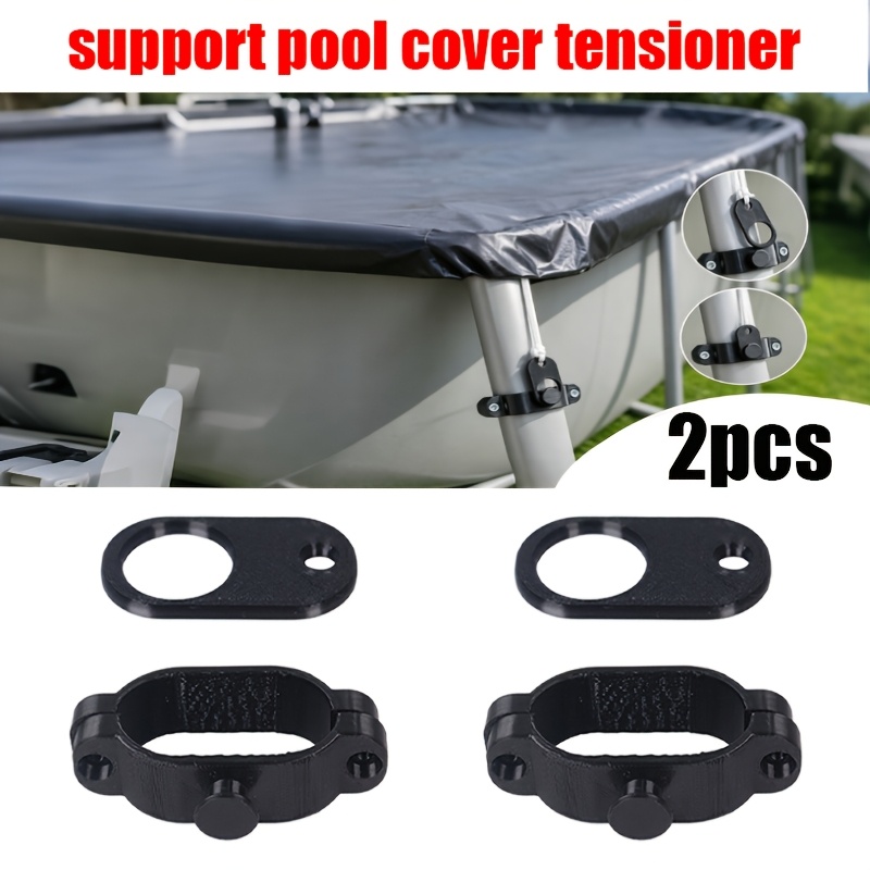 TEMU Juego de 2 soportes tensor para cubierta de piscina, abrazadera de fijación para de de piscina de estructura metálica elevada, hebilla de