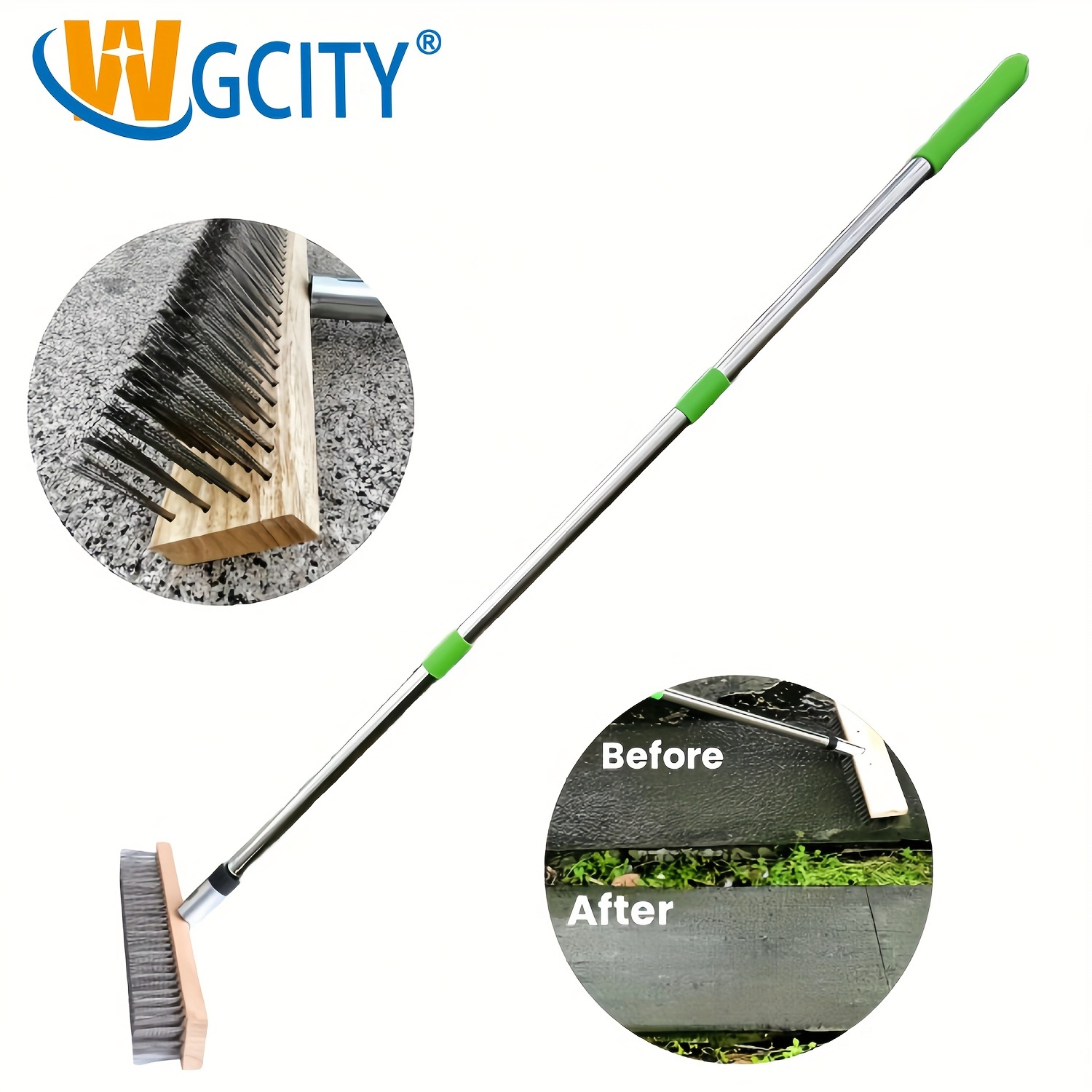 

Gcity Long Handle Pool Brush With Stainless Steel Wire Bristles, Hard Firmness Deck Scrub Brush With Removable Handle For Outdoor Cement Floor Cleaning