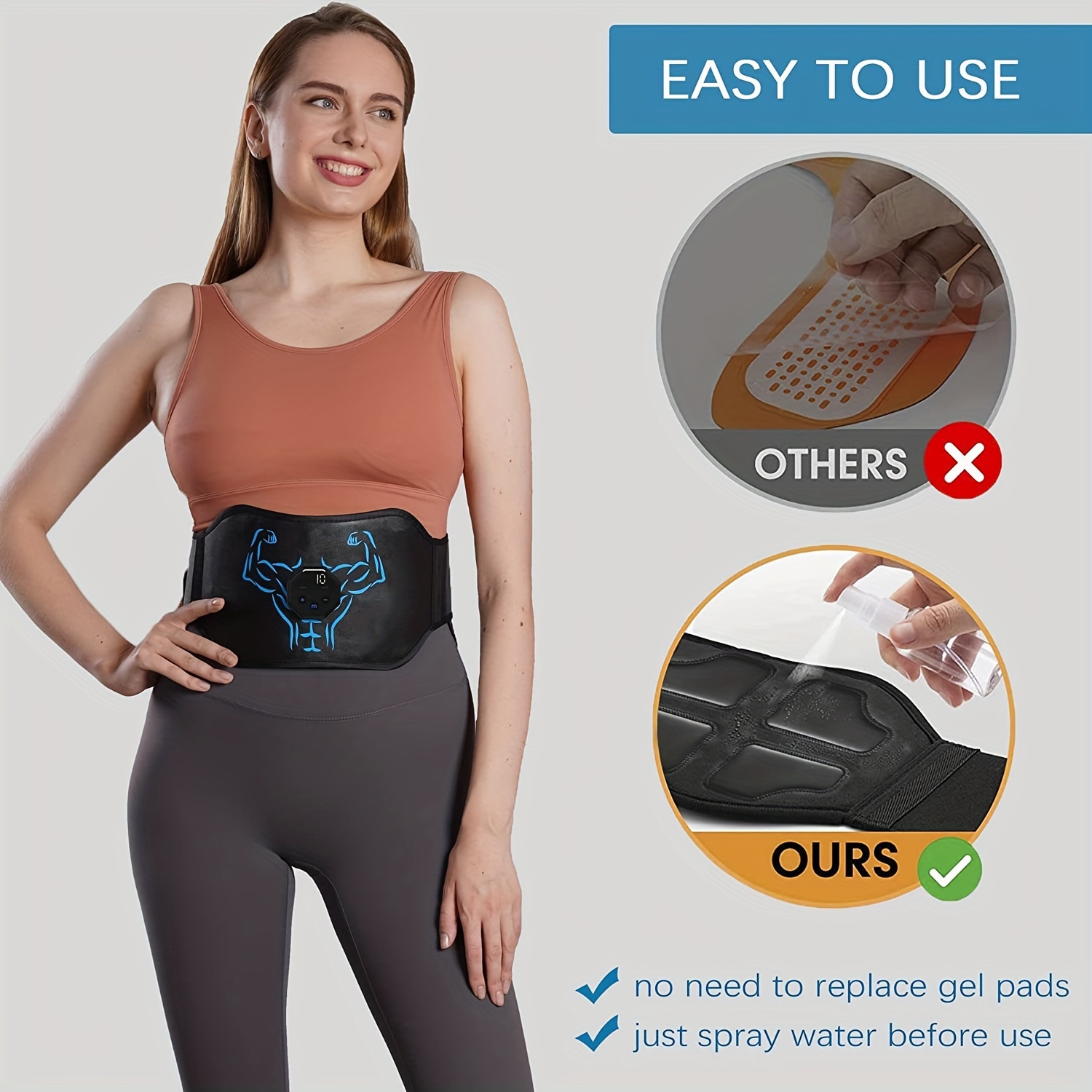 1pc electric abdominal muscles stimulator usb charging portable abdominal muscle trainer for muscle shaping and exercise details 3