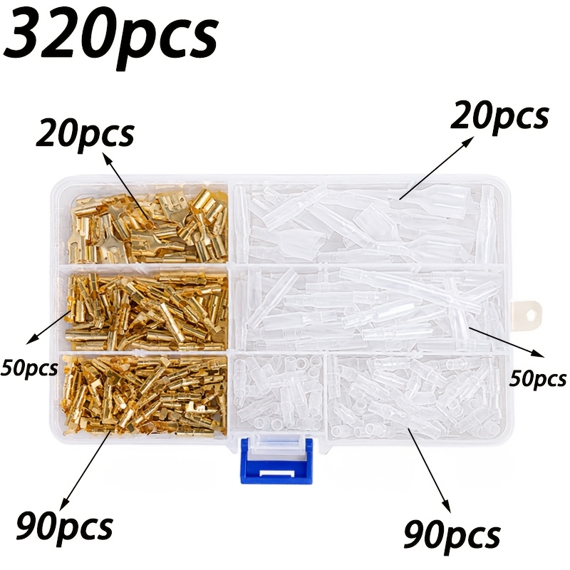 E-shop 320 Stk. Doppel--Drahtverbinder-Set 3, Federhülle 3,5 mm Kaltgepresster Aderverbinder, Box ist praktisch zur Aufbewahrung