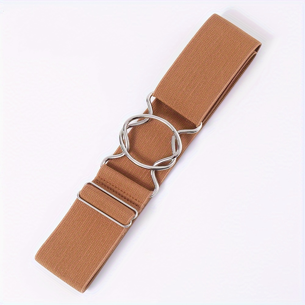 Adjustable Stretch Belt Elastic Waistband Dual Loop Buckle Casual Style