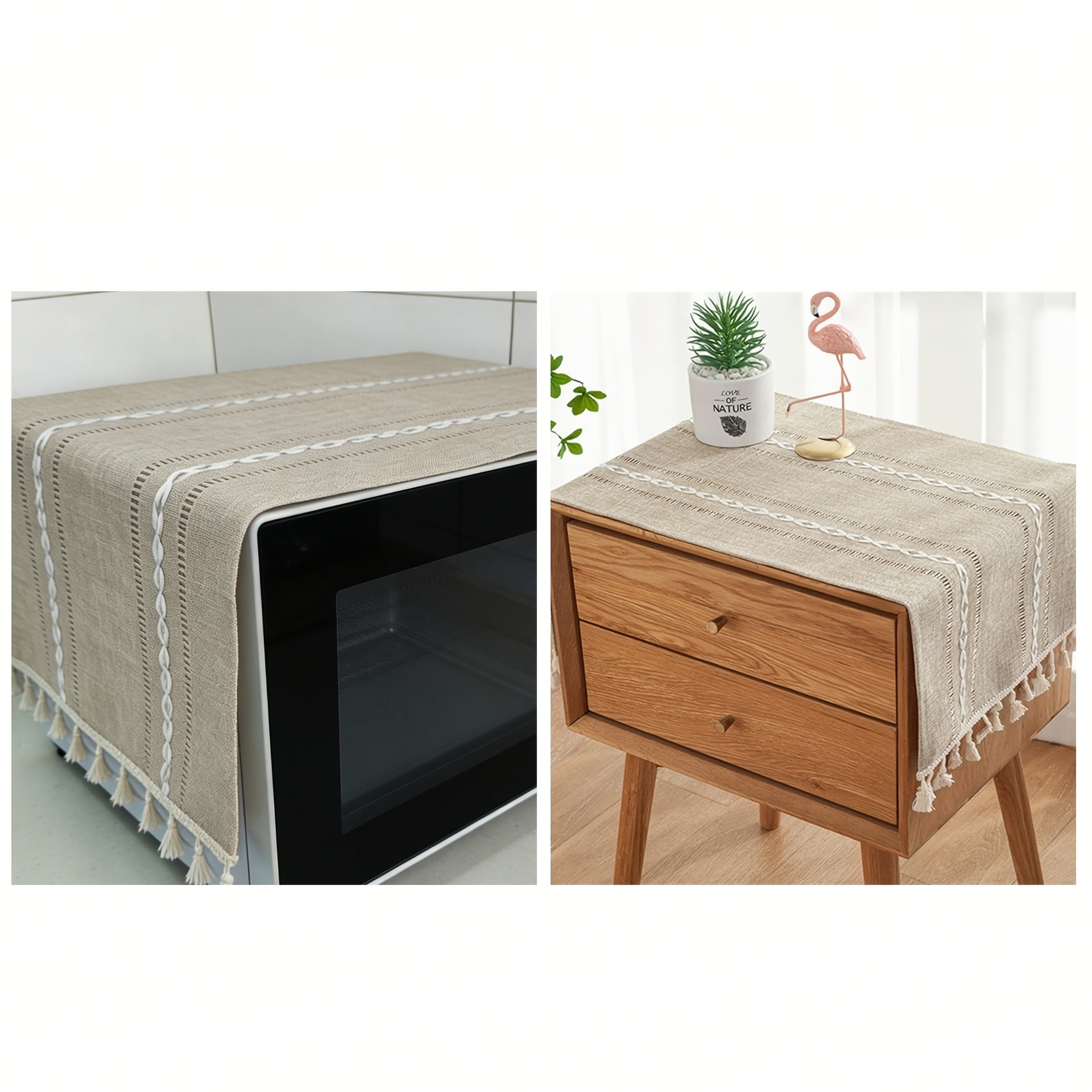 TEMU 1pc, Geometric Jacquard Tablecloth, Kitchen Dust Cover, Microwave Dust Cloth, Coffee Table Cover, Bedside Table Cover, Polyester Fiber Thickened