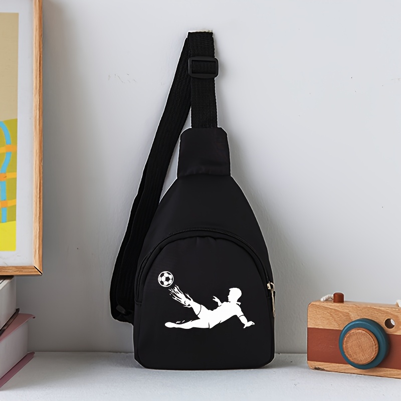 Image of Themed Crossbody Bag Suitable For - Lightweight Durable Mini Chest Pack With Adjustable Strap, Soccer Pattern, Machine-washable Casual For Outfits,, Travel ( Options), For Teenager
