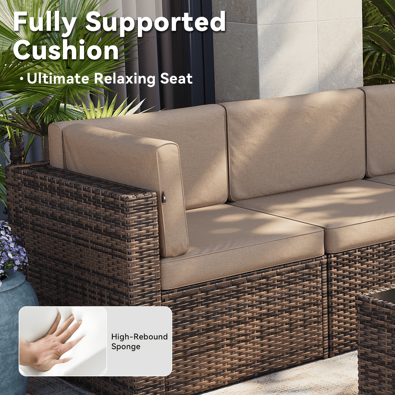 Wicker Rattan Sectional Sofa Set