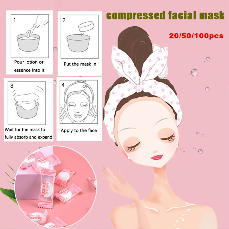 

/100pcs Facial Masks, , Unscented, Disposable Moisturizing , Spa Wet , Dry , No Or Battery Needed For