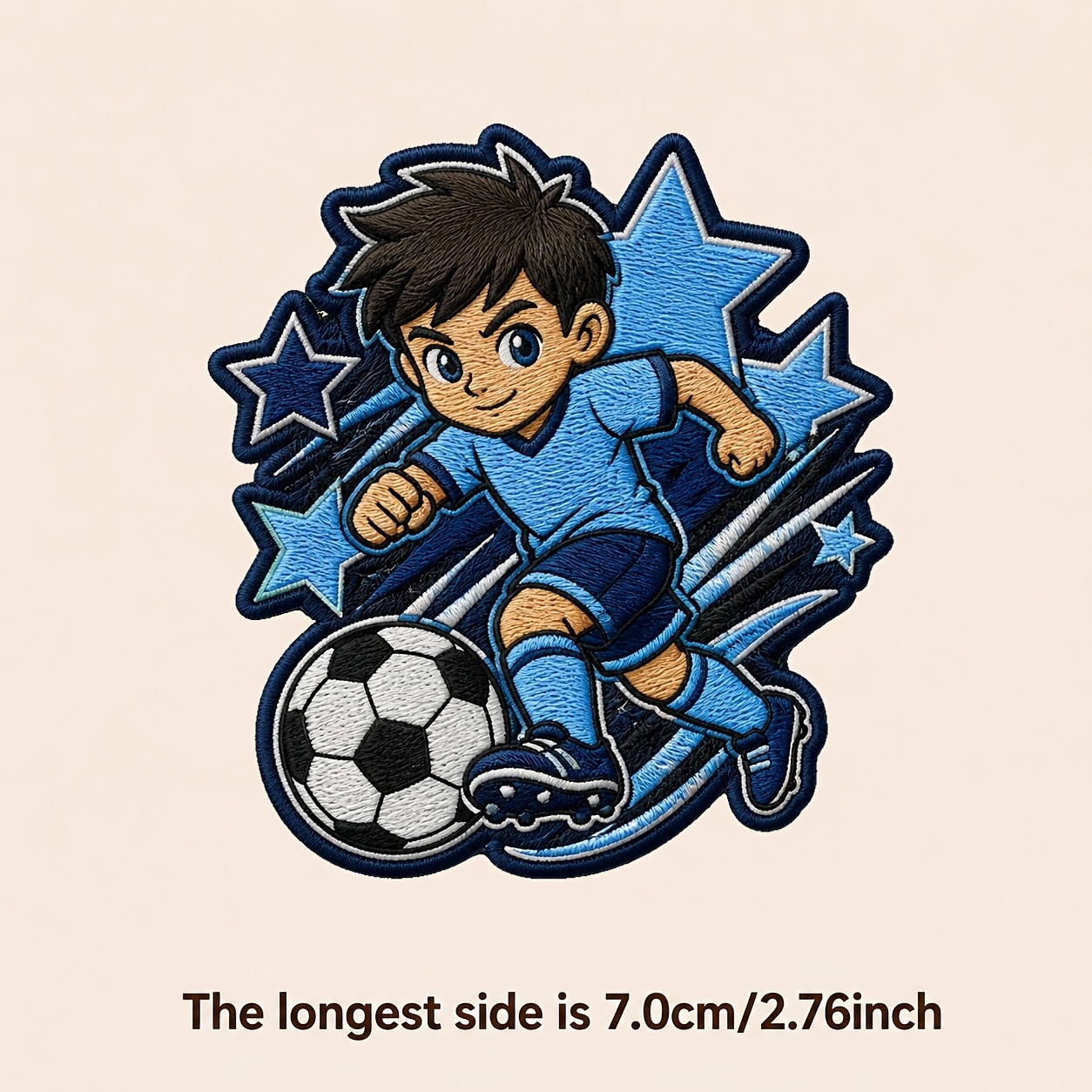 TEMU Pegatinas termoadhesivas de fútbol de dibujos animados bonitas con luz y azul, azul , plumas y estilo vintage para camisetas, sudaderas con