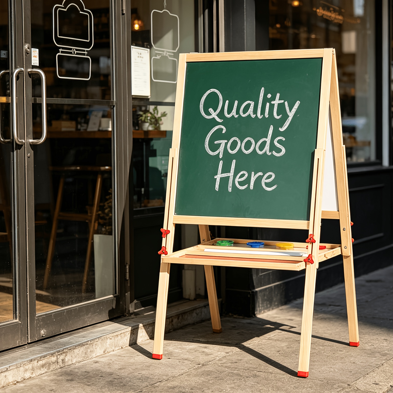 Image of Chalkboard, Free Standing Chalkboard Easel, Wooden Sandwich Board Menu Display With Solid Wooden Frame, Single-sided Sidewalk Sign For Wedding, Cafe, And Restaurant