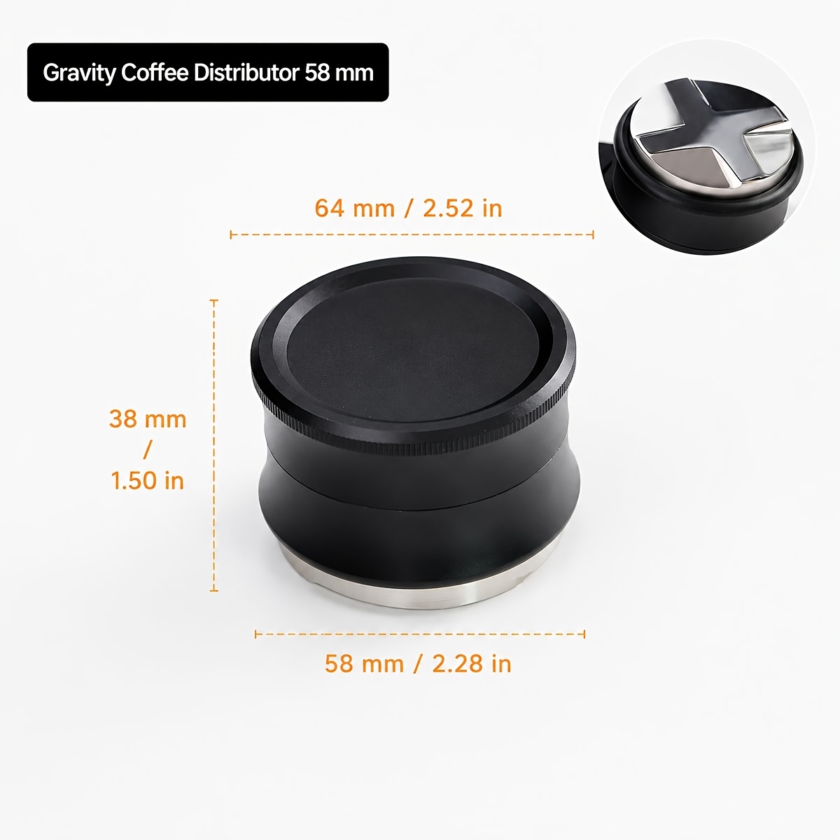 TEMU 1pc Espresso Gravity Distributor, Height Coffee Distributor Tool, Coffee Leveler Tool For 51/53/58mm Machine Portafilters, Espresso Coffee