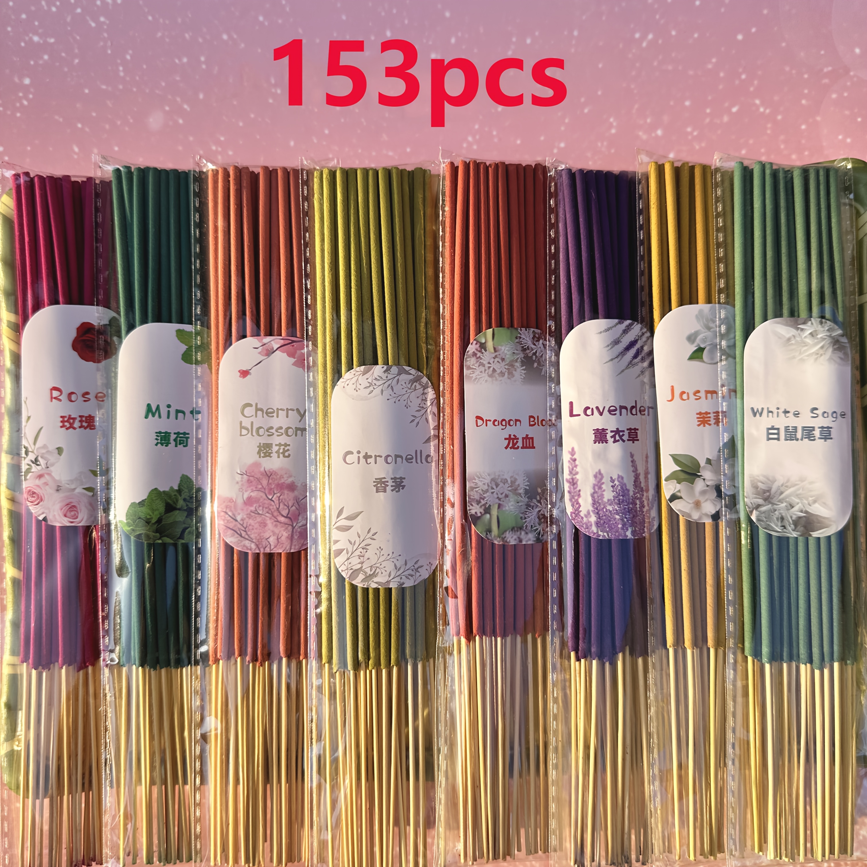 Image of Incense Stick Combo – Lavender, , , Rose, , Cherry , Jasmine, Mint – Safe & Non-irritating For Indoor/outdoor Use, Feather- & Meditation Decor, Perfect For Camping, Travel, Patio