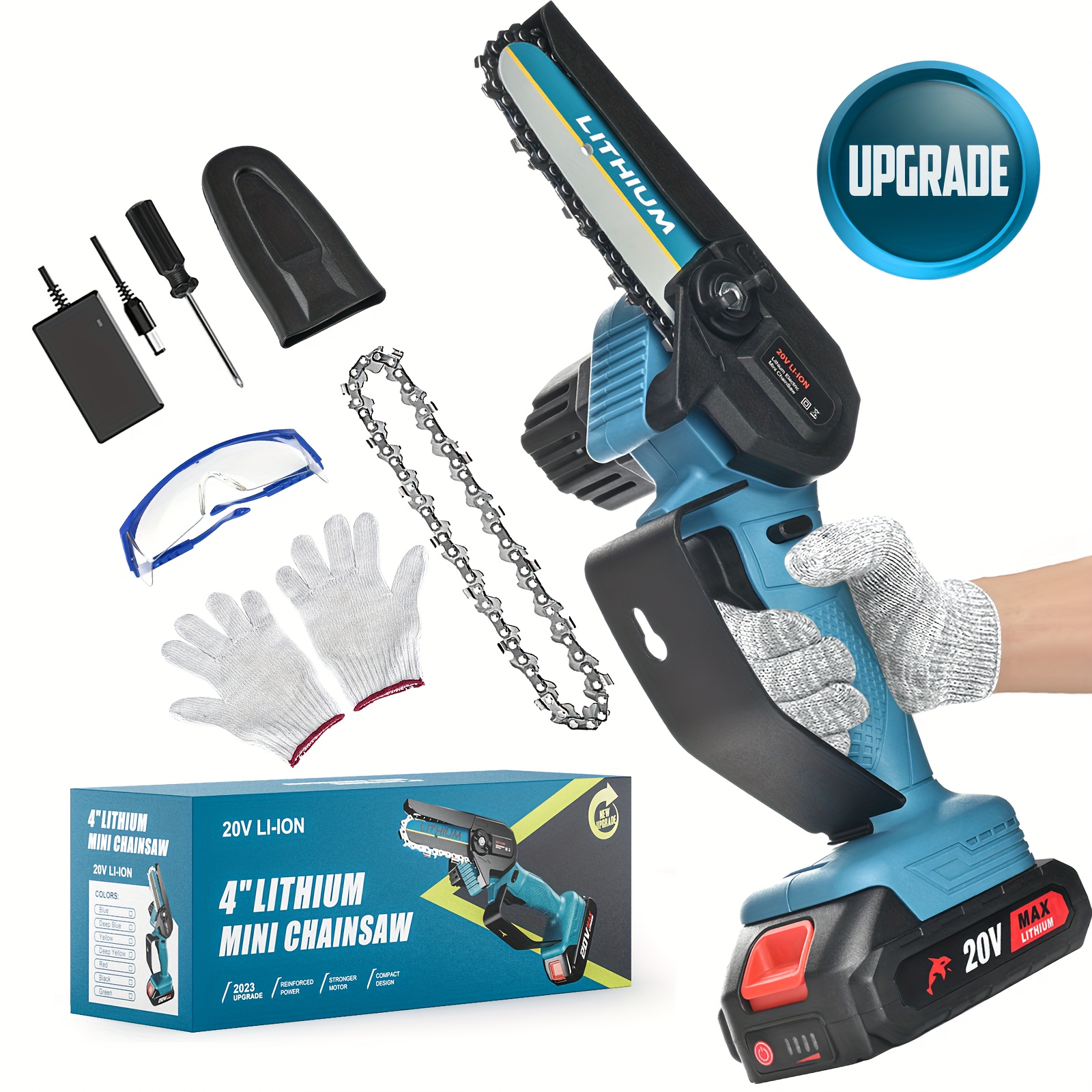

4" Cordless Mini Chainsaw - Portable Battery Powered Kit, Ultra Light Handheld Chainsaw With Accessories For Precision Pruning And Wood Cutting