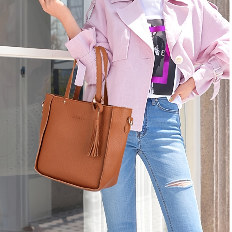 Juego de Bolsos Minimalistas para Mujer, Conjunto de 4 Piezas Estilo Sencillo, Bandolera Moderna para Embarazadas, Bolso Ligero de Hombro y Clutch Compacto, Ideal para Compras y Llevar
