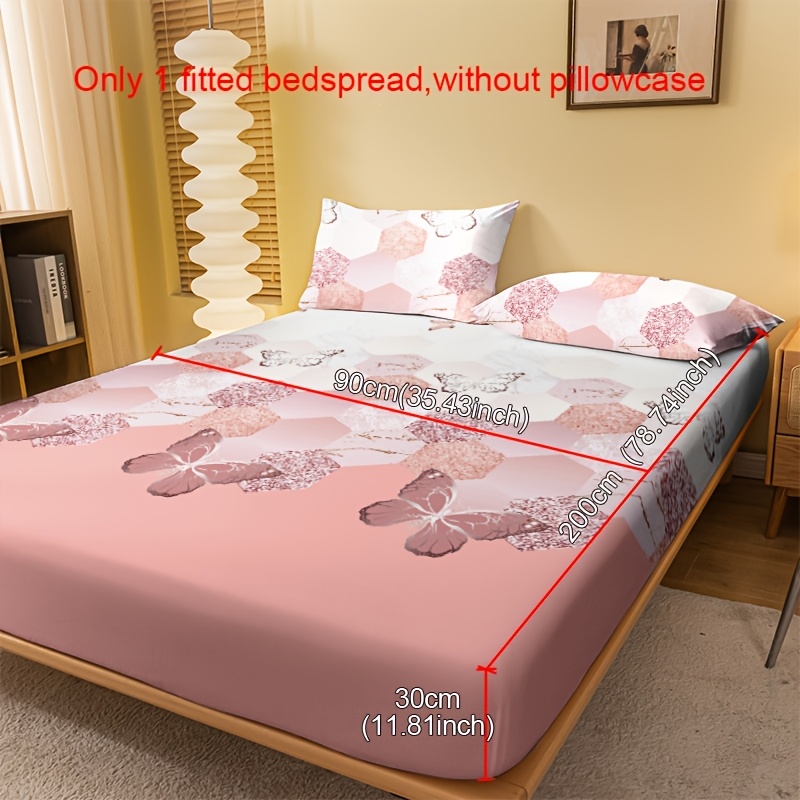 1pc Minimalist Modern Hexagonal Pattern Printed Brushed Bed Sheet, Soft And Comfortable, Breathable And Durable, With Deep Pockets, , Suitable For Bedroom, Bedroom Printed Bedspread, Mattress Cover