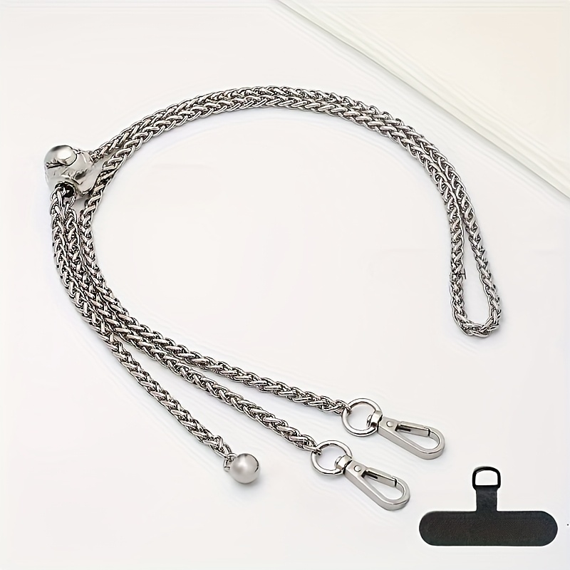 Image of 1pc Of Pure Metal Twisted Chain Phone Strap, Crossbody Bag Strap, Adjustable Up To 120cm In Length, A Delicate Gift For Female