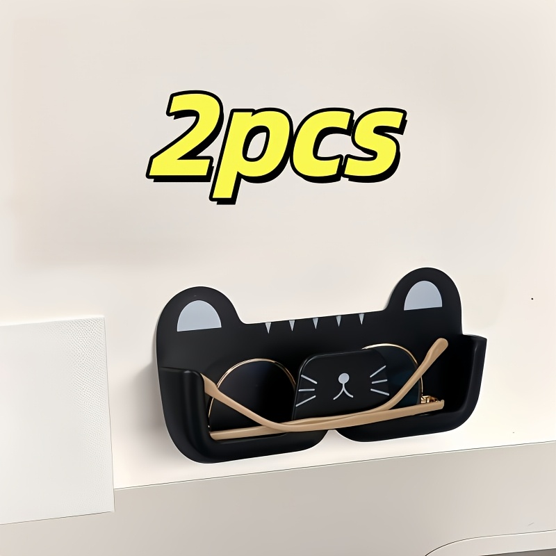 TEMU 2pcs No-drill Eyeglass Storage Rack, Wall-mounted Eyeglass Holder, Wall-mounted Rack, Suitable For Home Bedside, Bathroom, Living Room, Home