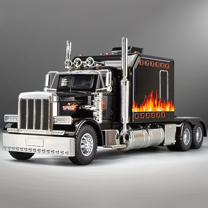 TEMU Voiture Modèle en Métal Diecast, Camion Semi-Lourd et Dépanneuse, Camion Jouet en Alliage à Rétrofriction, Modèle de Camion à l'Échelle 1:24,