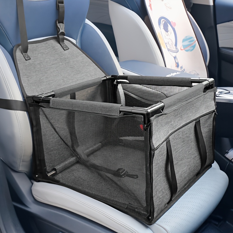 TEMU Folding Pet Car Seat Mesh Zipper Closure - Durable, Detachable & Easy To Clean For Small/medium Pets, Secure Travel & Road Trips, Pet Safety