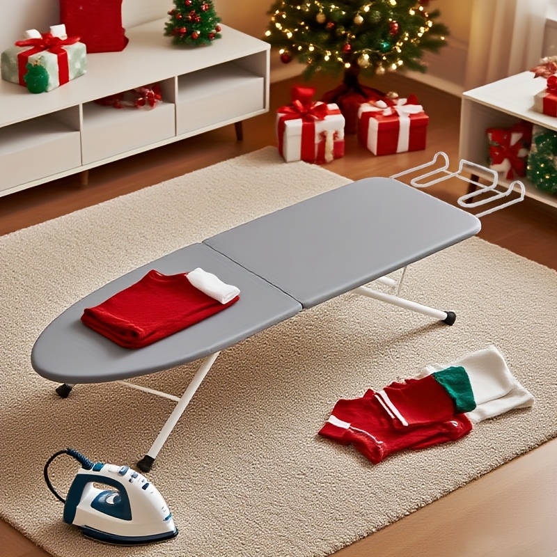 TEMU Metal Foldable Ironing Board, Three-layer Construction, Includes Heat-resistant Cotton Cover, Breathable And Insulated, Telescopic Ironing Rack, Non-slip Silicone
