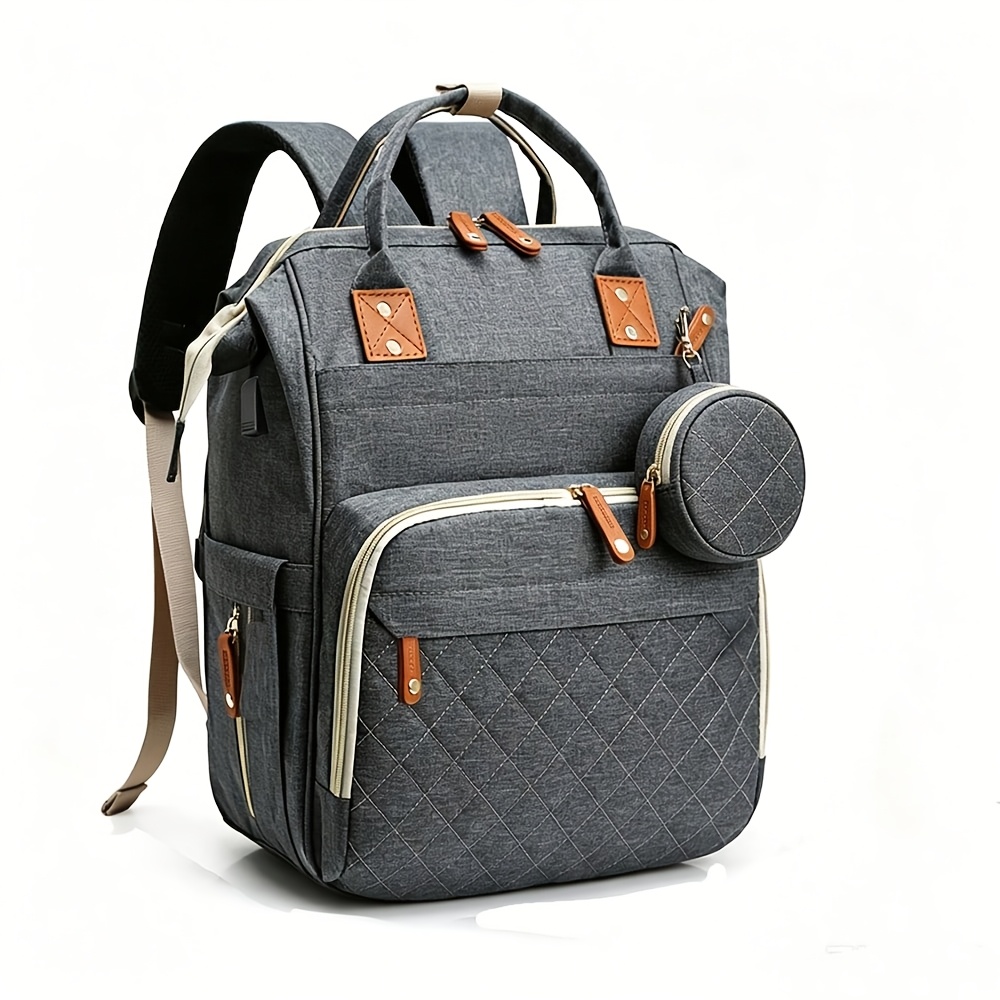 TEMU Sac à dos à langer matelassé de grande pour - Porte-bébé adapté aux et aux sorties, sac multi-compartiments avec porte-, porte-goûter et