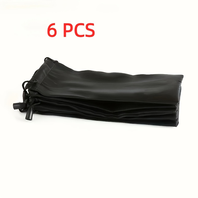 TEMU Lot de 6 pochettes à cordon de serrage noires pour lunettes, étuis de rangement souples, portables et tendance, protection -poussière