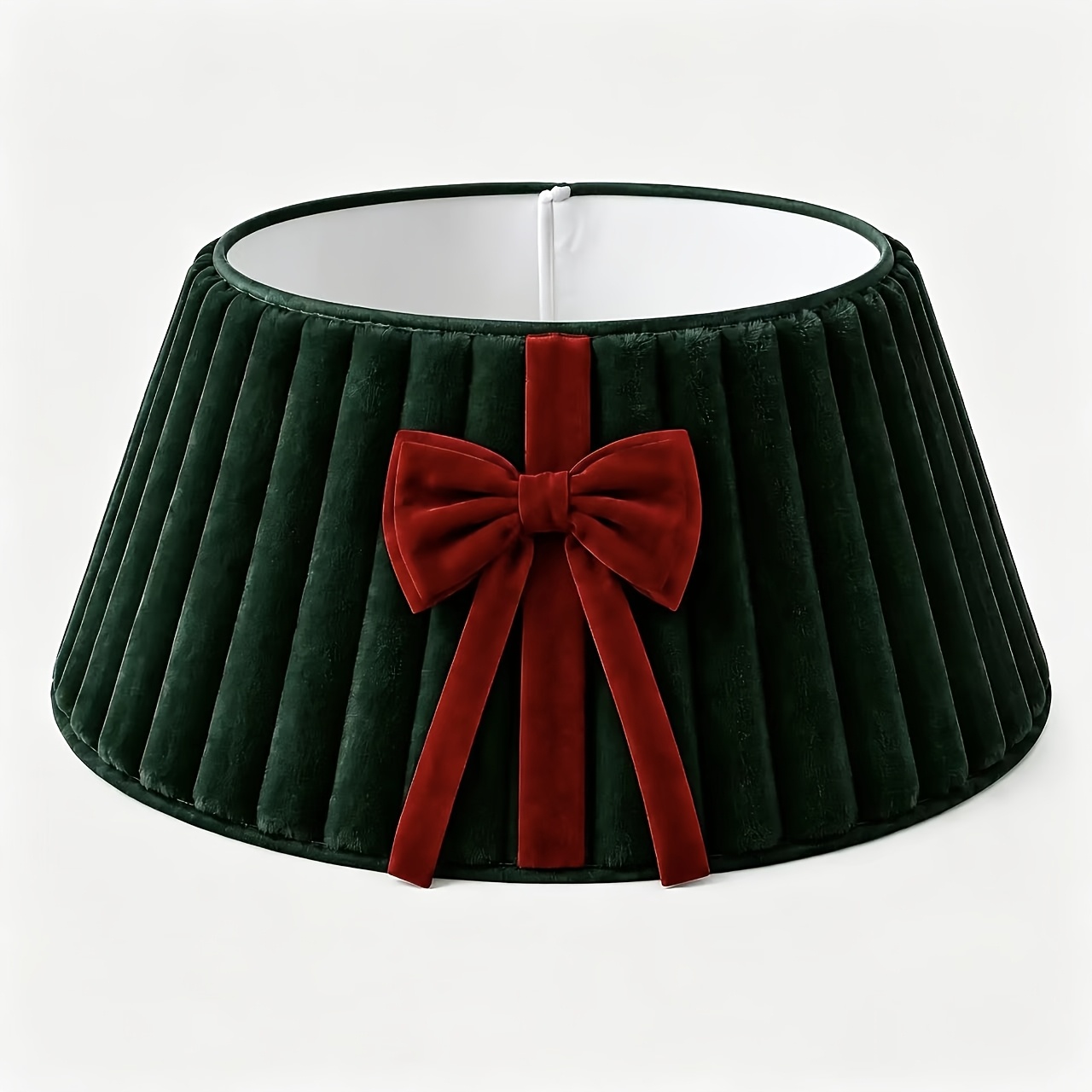TEMU 1 jupe de sapin de Noël en velours rayé de luxe, un aux jupes de sapin plates traditionnelles ! de seau 3D avec une pleine ampleur naturelle,