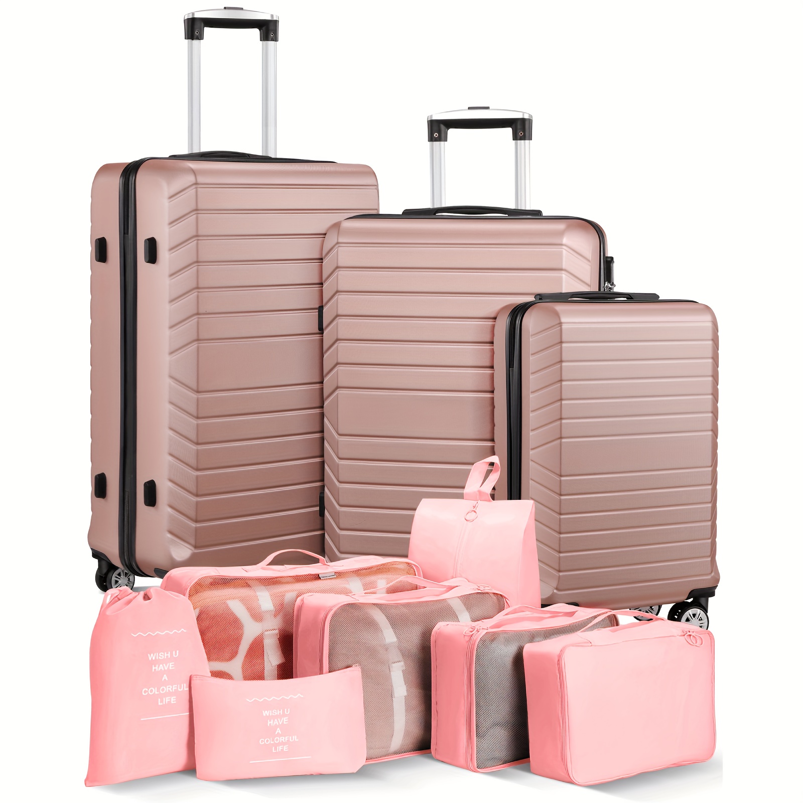 

Luggage Sets 3 Piece, Hardside Abs Suitcase Set With Spinner Wheels, 7 Set Packing Luggage Packing Organizers