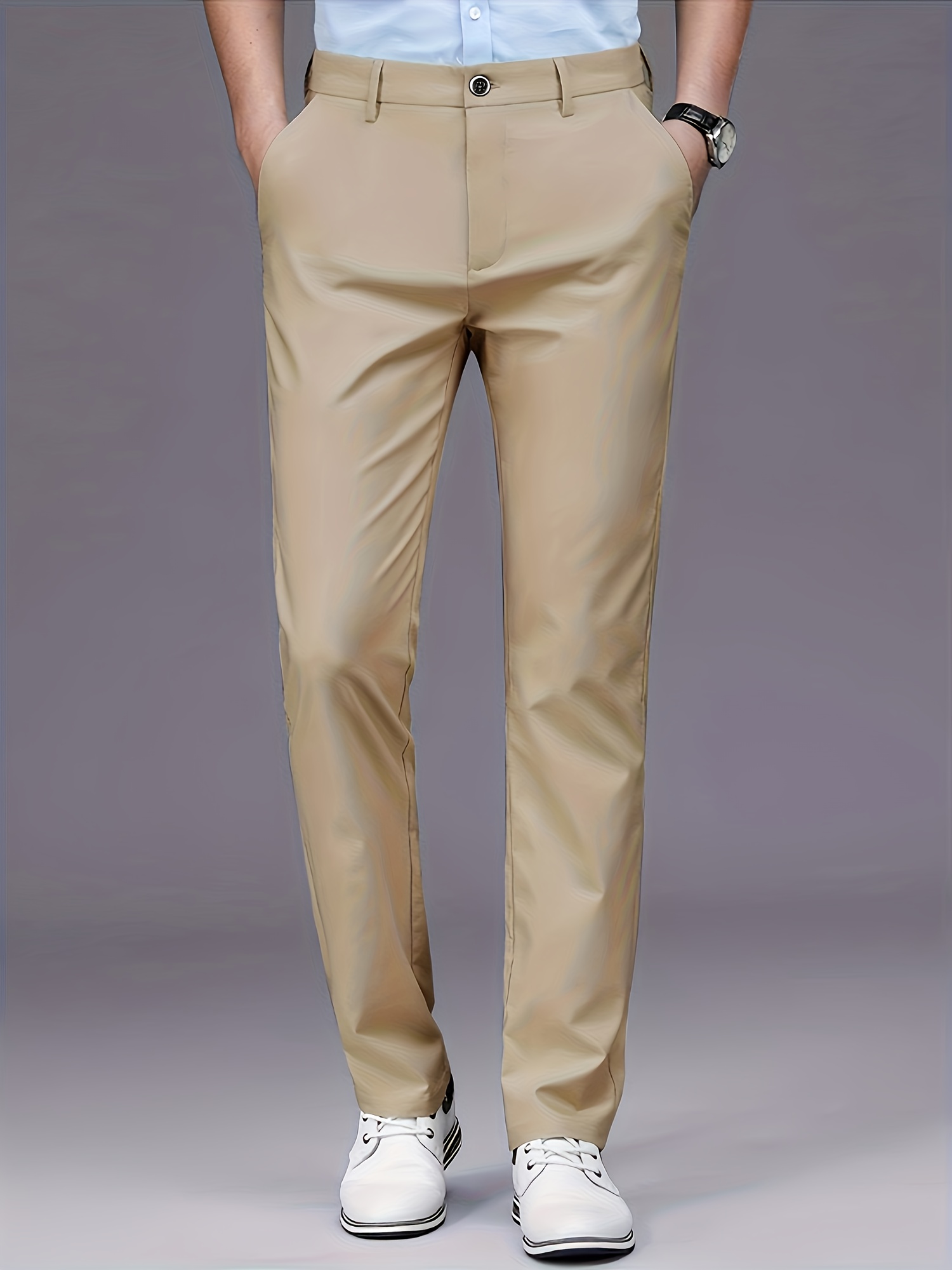 mens professional business trousers stretch wrinkle resistant and iron free formal casual loose straight leg suit pants versatile for office workers ideal gift for work wear Product details 10