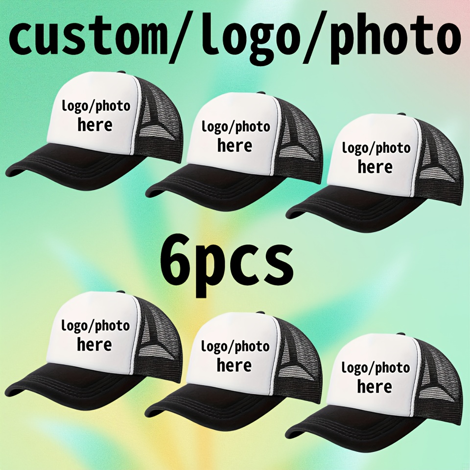 6 Customizable Mesh Trucker Hats, Lightweight Adjustable Size