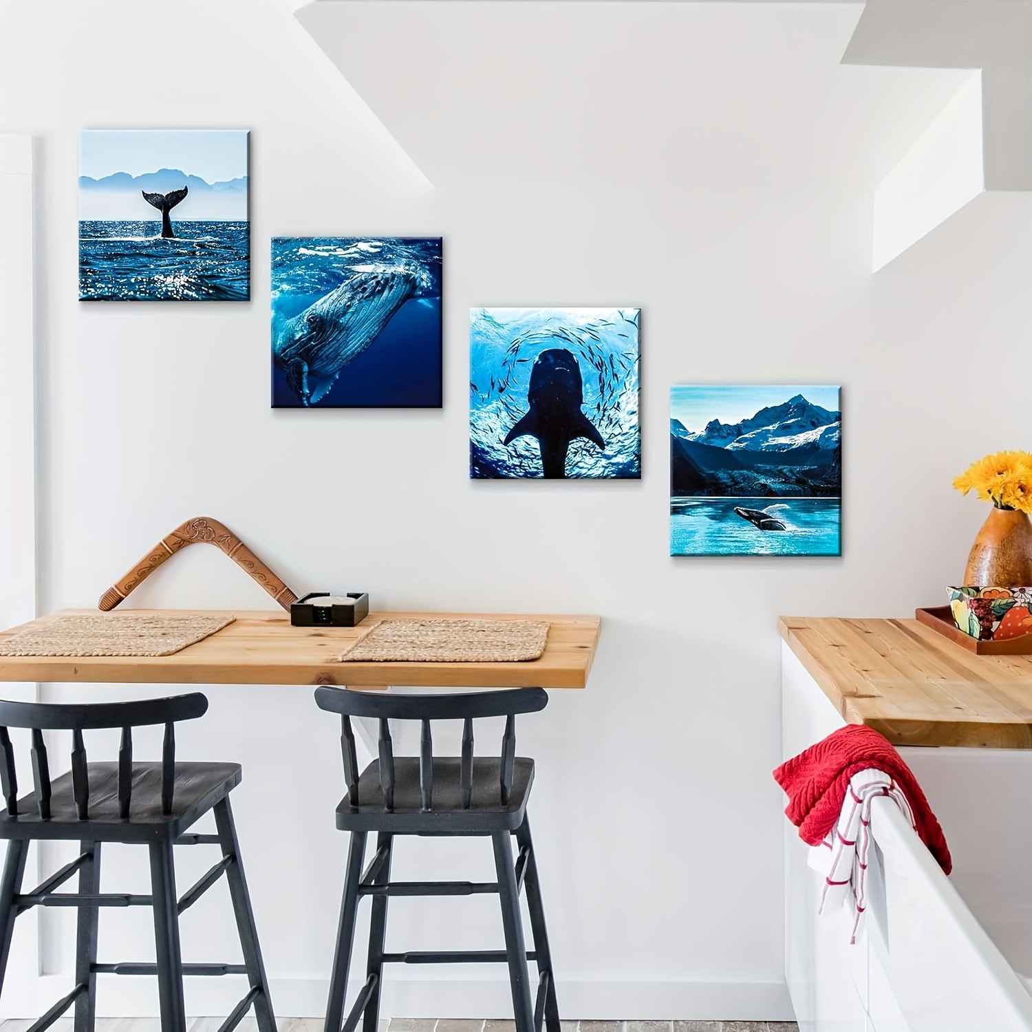 Blue Whale Sea Decor Canvas Wall Art Fun Decoration Home - Temu