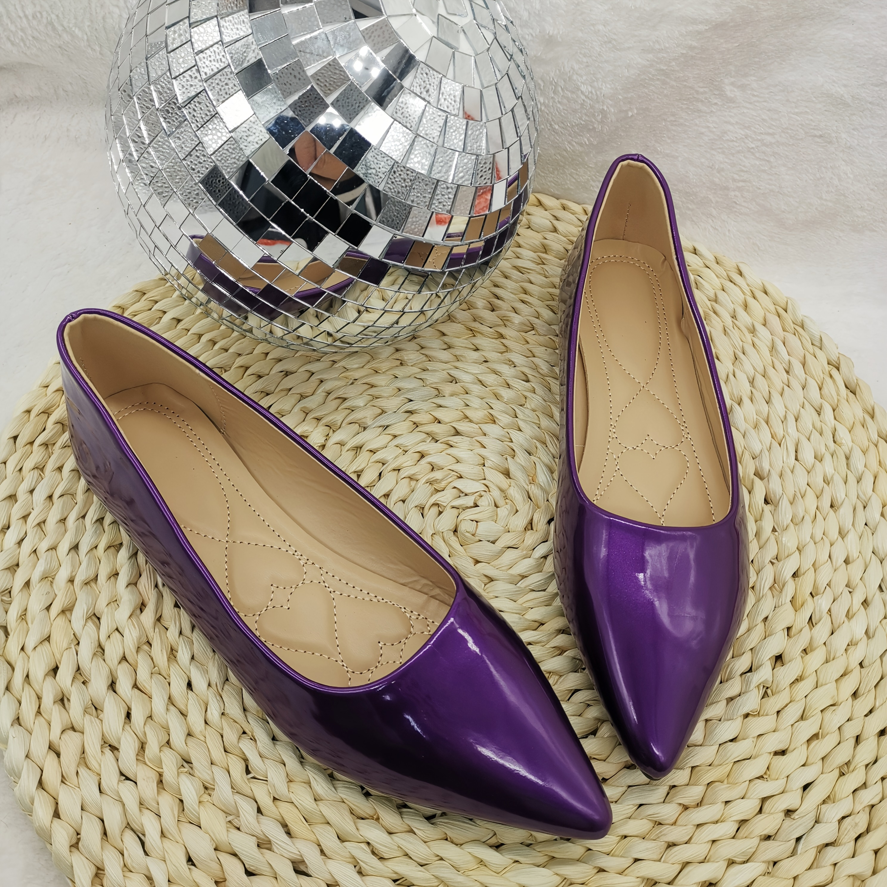 Pointed Toe Ladies Purple Flat Shoes Women's Stylish Purple