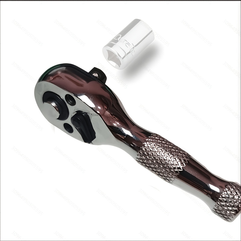 TEMU 1/4in Short Handle Ratchet Wrench Set, Chrome Steel Material 72 Teeth Reversible 1/4in Drive Handle With Magnetic Bit Seat And 1/4in To 3/8in
