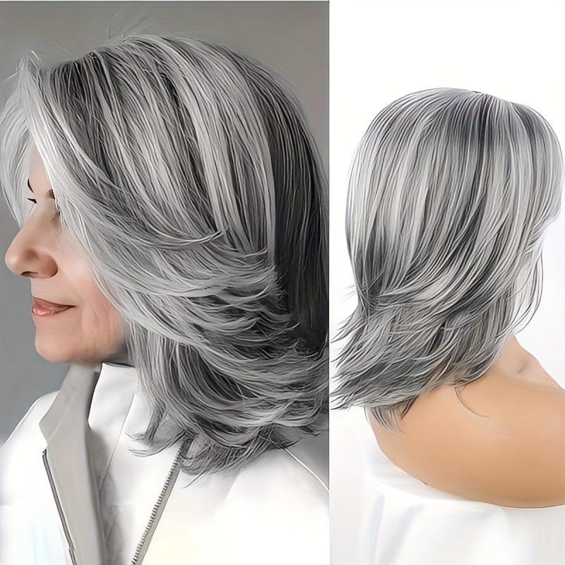 glueless salt pepper wigs human hair wig gray short Temu