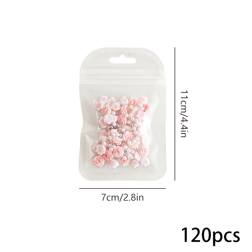 120pcs -the- Nail Charms, Pink Rose Nail Art Additions, Exquisite Charm Design, Nail Art Amulet