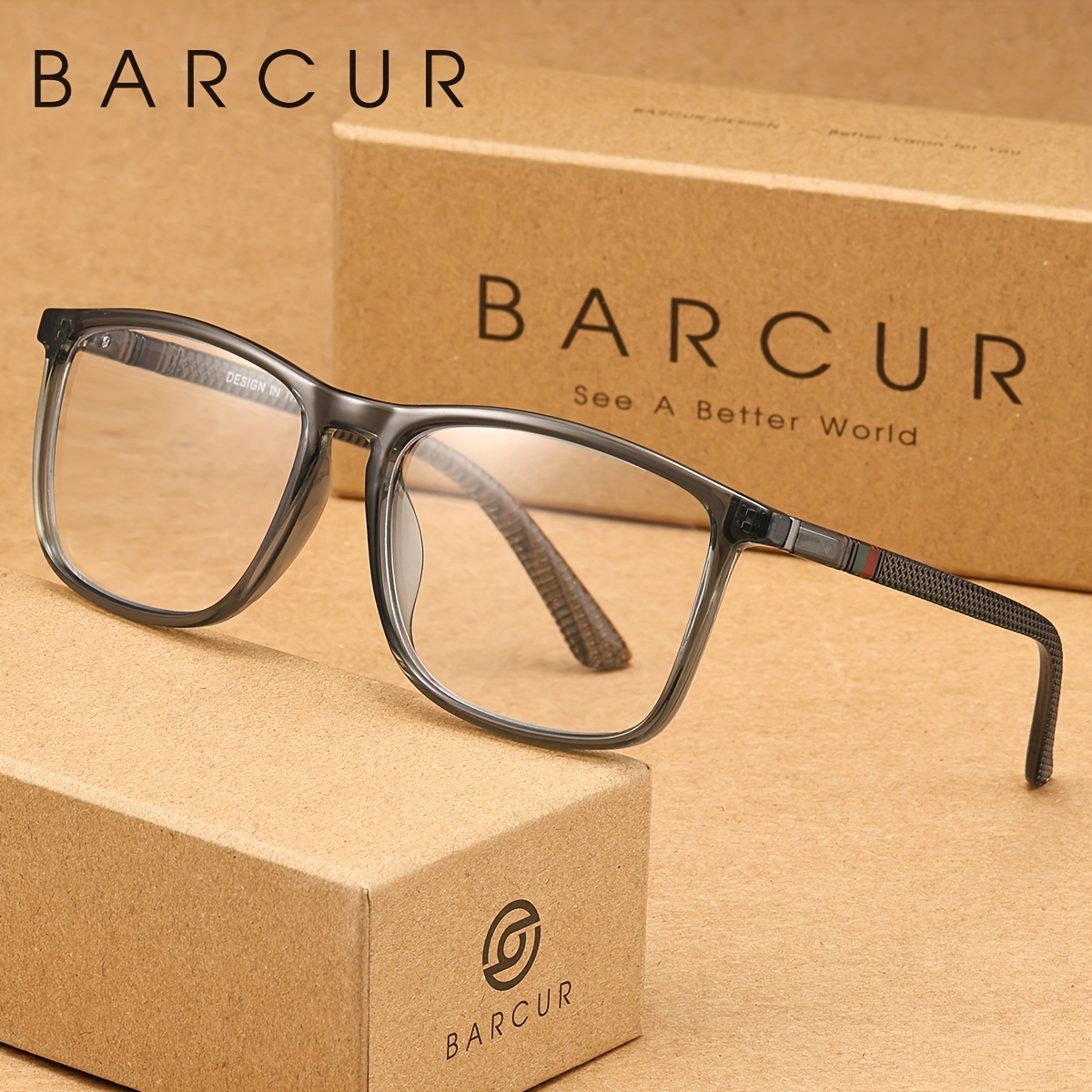 BARCUR Vintage Contemporary Style, Stylish Square Eyeglasses for Men, PC Frame to Improve Visual Clarity, Ideal for Reading, Studying, And Office Use, Perfect for Gifting - Image 2