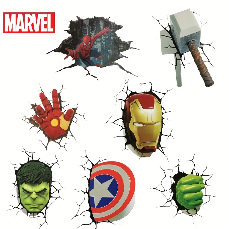 

Marvel 7pcs Avengers Cartoon Wall Stickers Car Stickers Car Scratch Repair Decorative Decals Creative Wallpaper Stickers