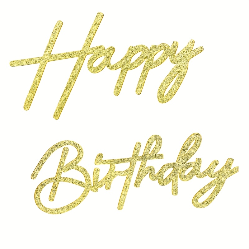 Image of Sparkling Felt Happy Birthday Sign - Arched Party Backdrop With Golden & Navy Blue Balloons, Elegant Cursive Lettering For Indoor/outdoor Decorations, Christmas Decor
