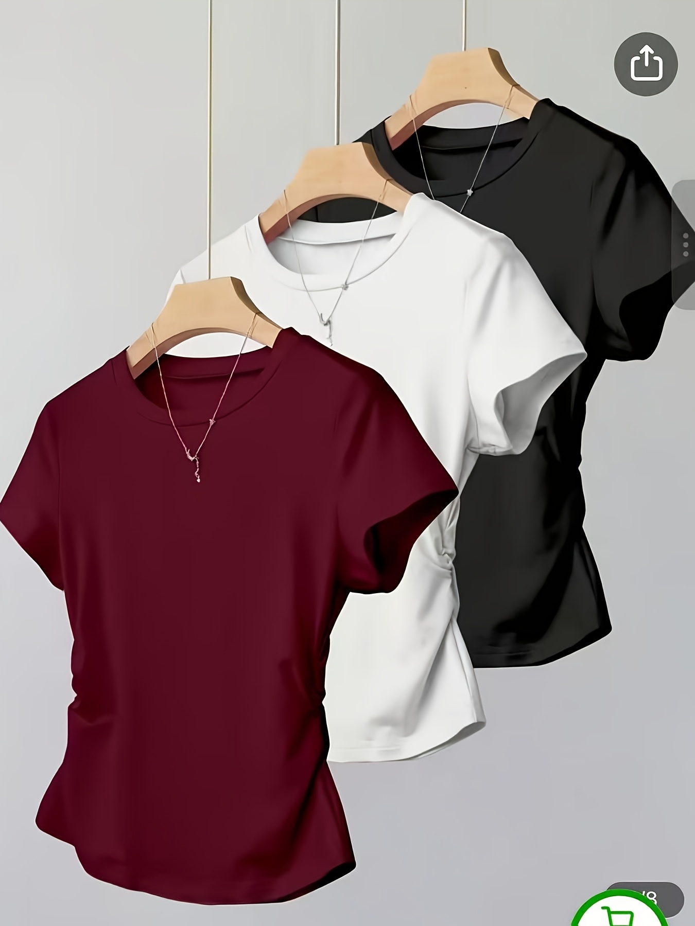 3pcs y2k retro casual short sleeved t shirt     neck medium   black white burgundy womens spring summer and autumn must have cute non see through material short sleeved top