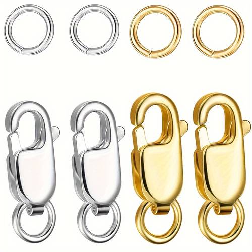 stainless steel lobster clasp set with jump rings durable necklace bracelet extender closures for jewelry making