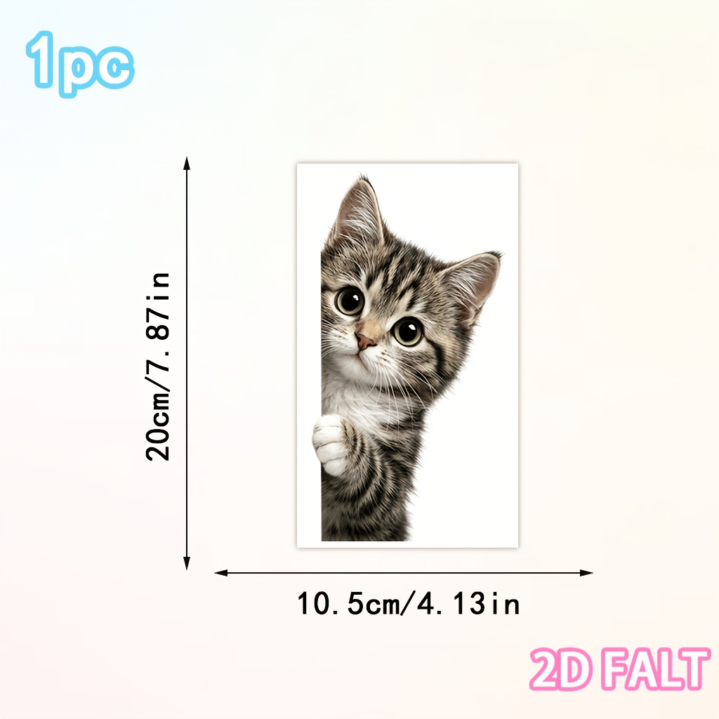 TEMU Autocollants de fenêtre Chat qui Jette un Coup d'Œil, Adorables Stickers de Chaton Regardant à Travers , Décalcomanies Fantaisistes Imprimées de