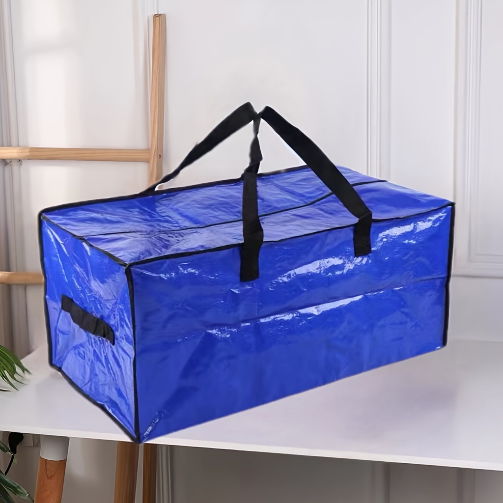 

Blue Plastic Storage Bag With Handles - Perfect For Christmas And Easter Decorations