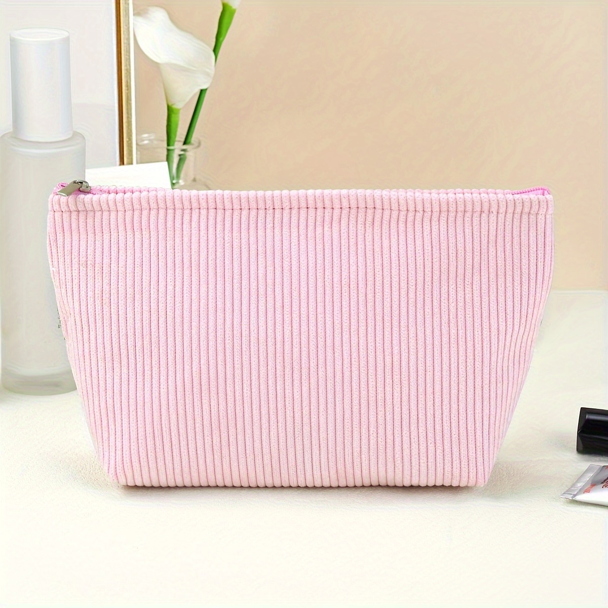 

Corduroy Makeup Bag Clutch Storage Bag Travel Portable Cosmetic Bag For Women