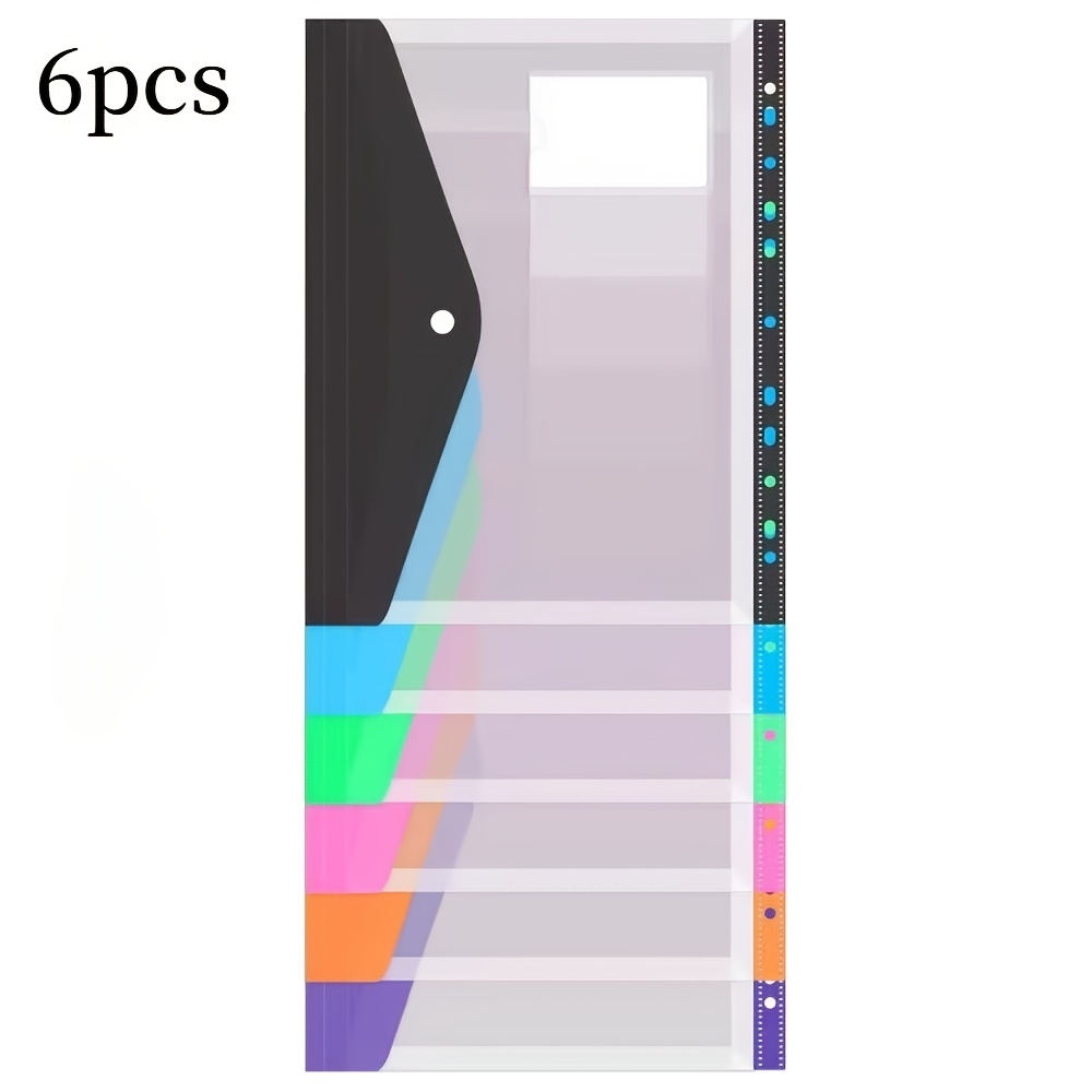 Image of 6/12-pack Expandable A4 File Bags, 11-ring & Snap Closure | Durable Polypropylene Organizer For School, Office, Travel | Multipurpose Portfolio Folder, Random Colors