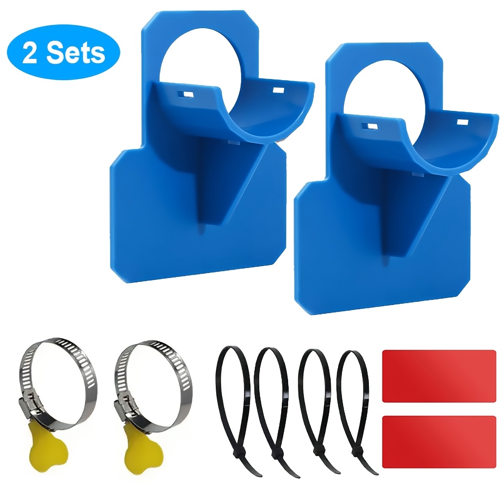 TEMU 2 Set Pool Hose Holder, Pool Water Pipe Support Brackets With Stainless Steel Hose Clamps And Cable Ties For Above Ground Pool Keeping Hoses