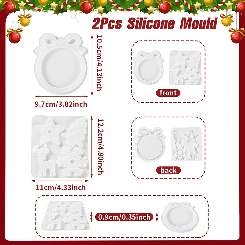 Image of 2pcs, Merry Christmas Circular Silicone Mold, Snowflake Elk , Christmas Tree Diy Pendant, Xmas Wall Hanging Decor, Noel Navidad Decor, Perfect Winter New Year Gift